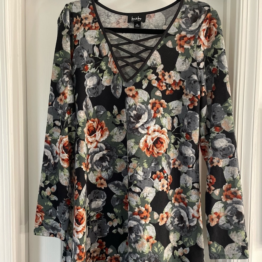 Floral Print Women's Long Sleeve Dress